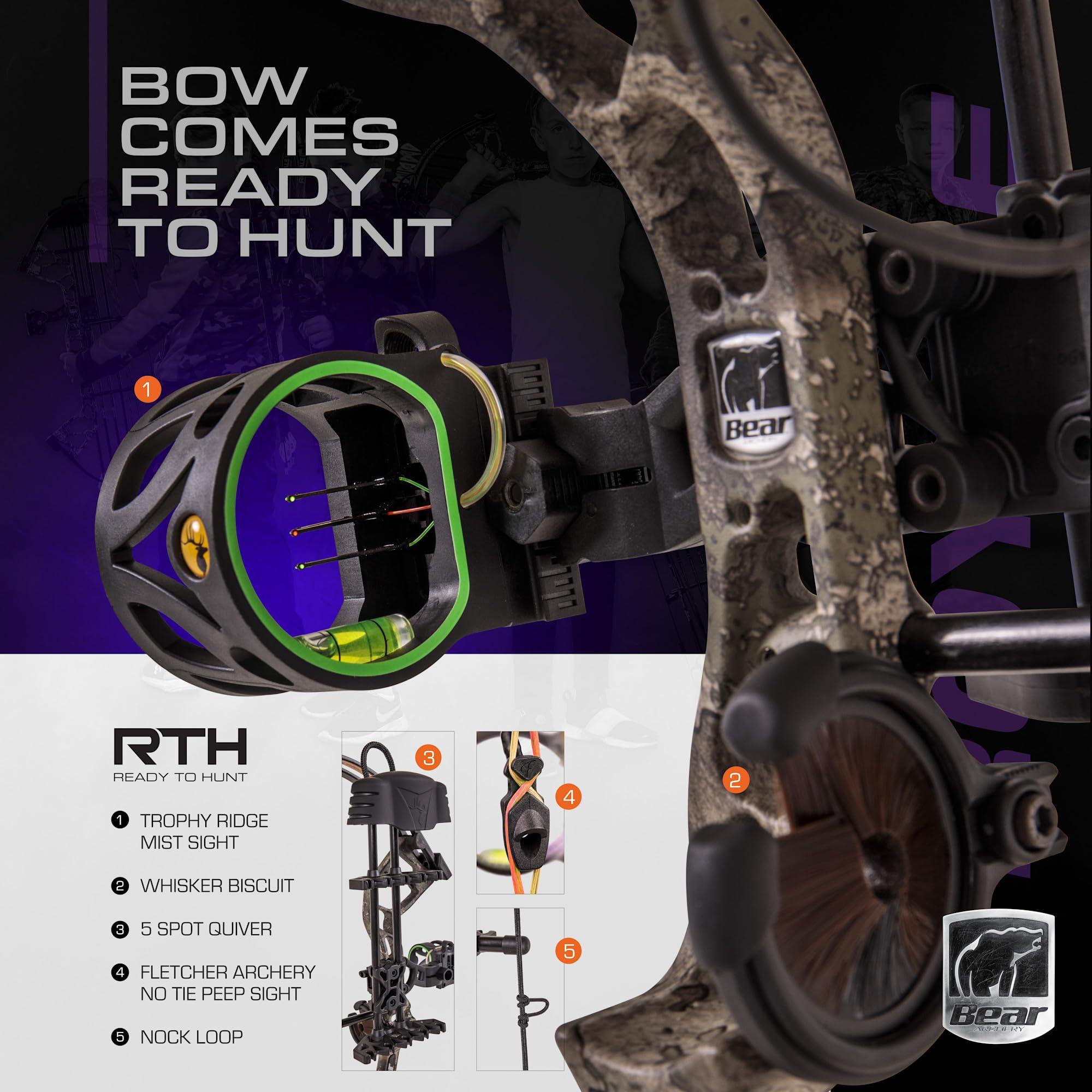 Bear Archery Bear Archery Royale Ready to Hunt Compound Bow Package for Adults and Youth, Left Hand, Shadow