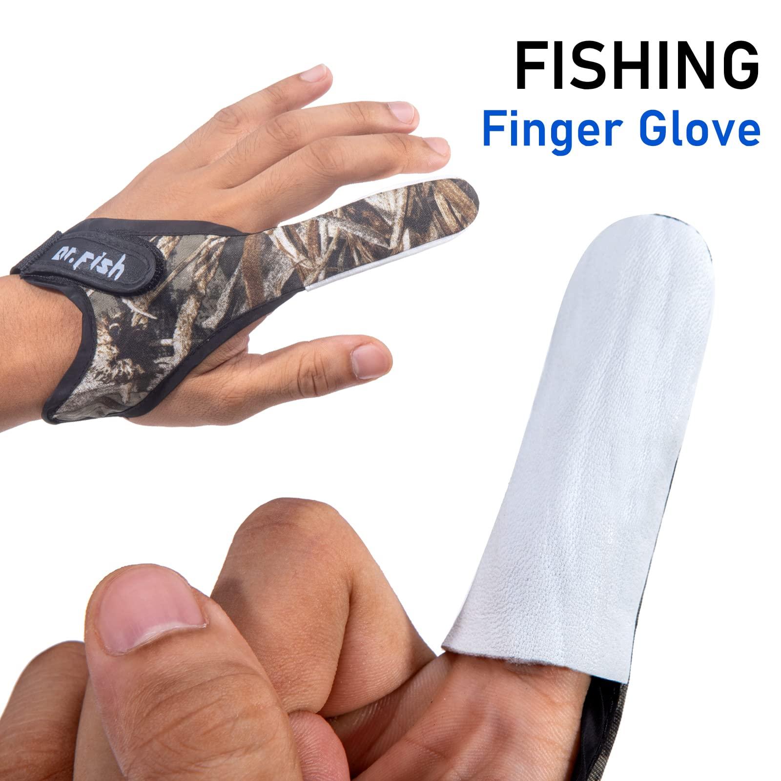 Dr.Fish Dr.Fish 2 Pieces Fishing Gloves Casting Finger Stall Protector Anti-Slice Saltwater Trolling Surf Fishing Braid Line Anti-Slip Cooftable Woolen Size XXL