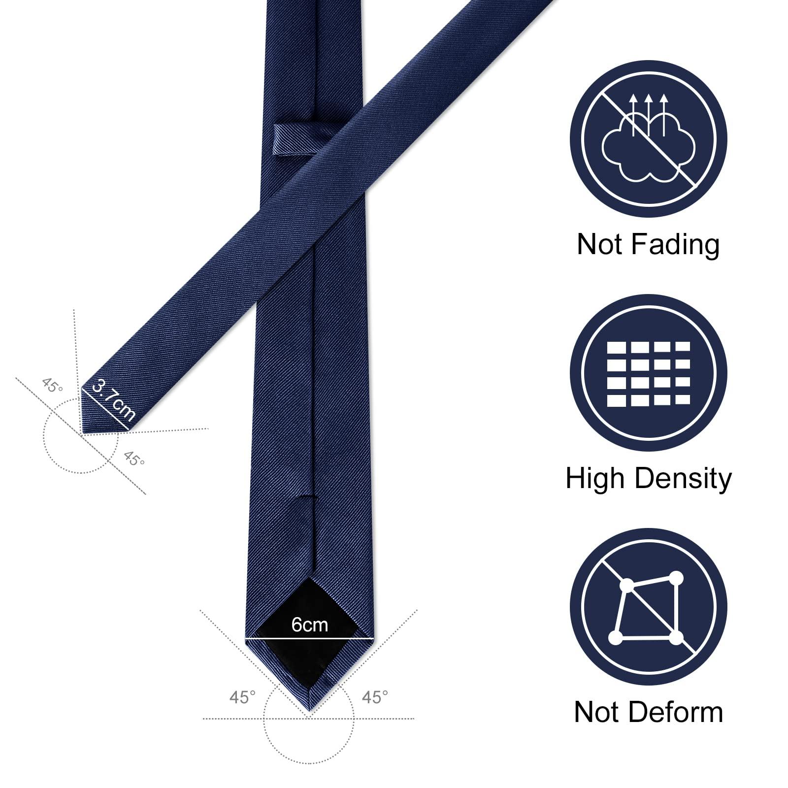 URAQT URAQT Men Ties, Classic Men's Solid Color Necktie, Premium Pure Color Skinny Necktie with Multiple Colors, Formal Necktie for Men Business Wedding Father Party Work Tie, 6cm (Navy Blue)