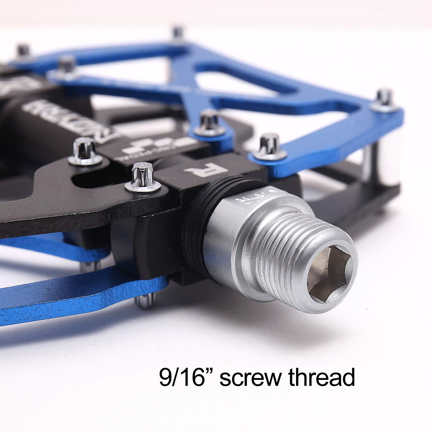 MZYRH MZYRH Mountain Bike Pedals, Ultra Strong Colorful CNC Machined 9/16" Cycling Sealed 3 Bearing Pedals (Blue Black Black)