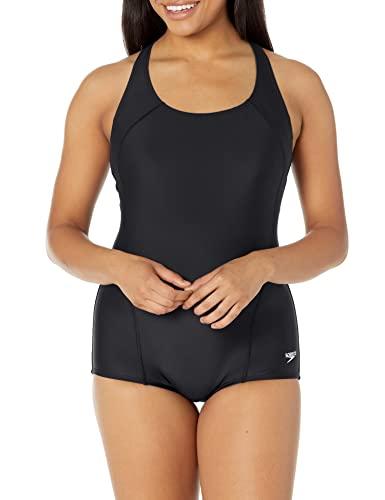 Speedo speedo Women's Swimsuit One Piece PowerFlex Princess Seam Ultraback Conservative Cut,speedo Black,8