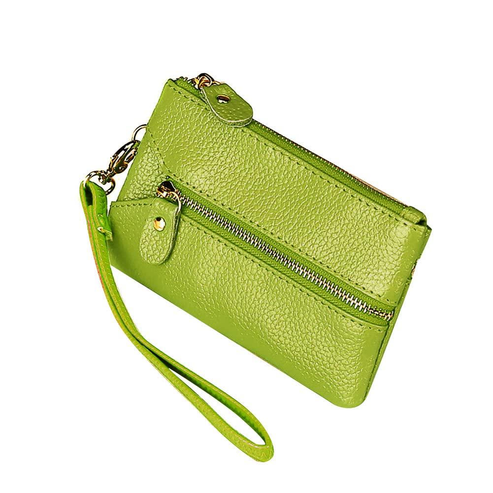 ihreesy ihreesy Key Chain Pouch,Key Organizer Case Genuine Leather Car Key Holder Bag Mini Key Protect Cover Keychain Case Wallet with 6 Hooks and Dual Zippers,Green