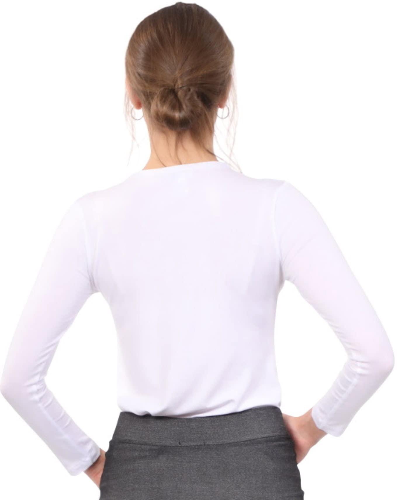 Kosher Casual Kosher Casual Women's Modest Long Sleeve High Crew Neck Layering Top Medium White