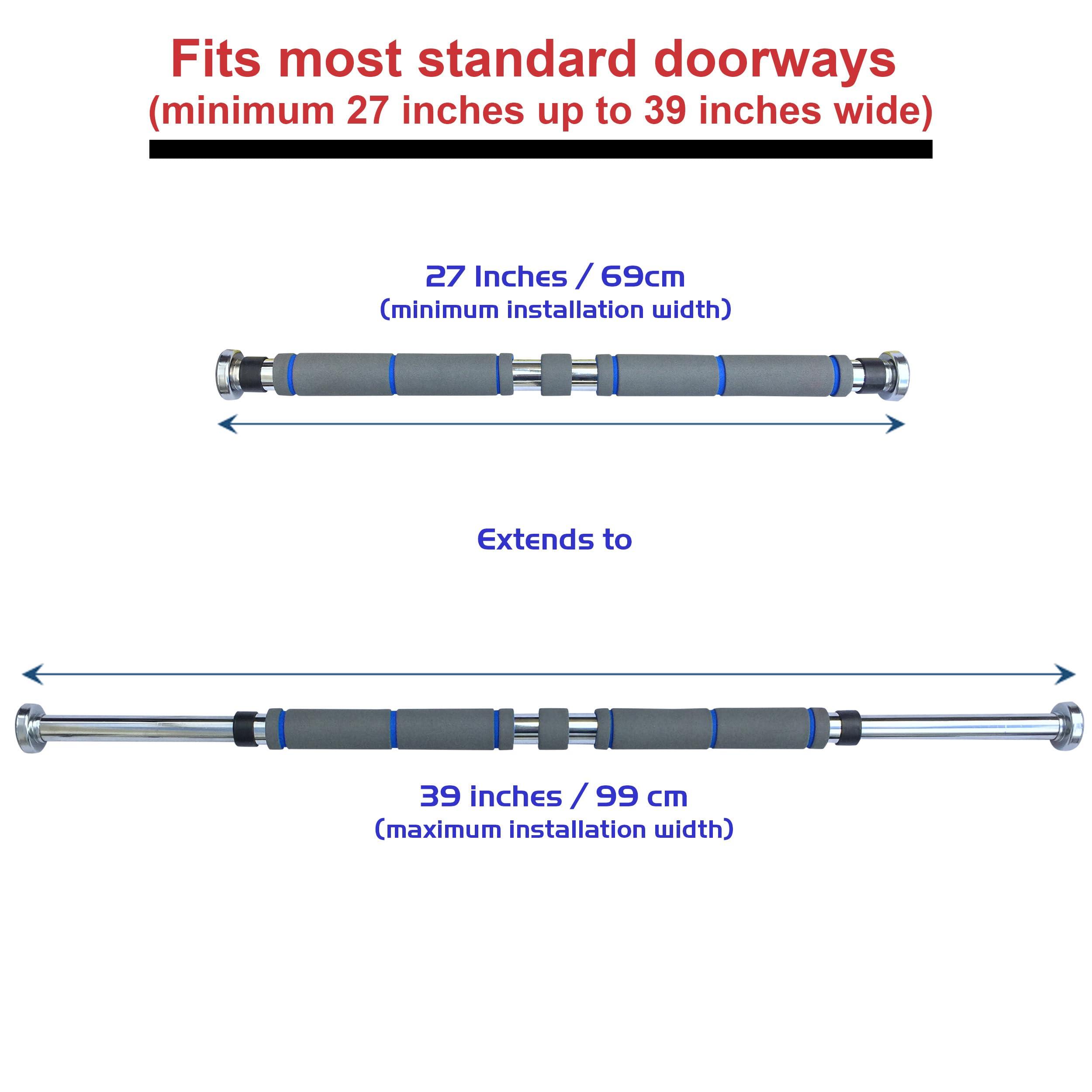 GF Garren Fitness Garren Fitness Maximiza Pull Up Bar for Doorway - 27 to 39 Inches Adjustable Width Pullup Bar/Chin up Bar with 3 Sets of Screw-in Heavy-Duty Door-Mounts