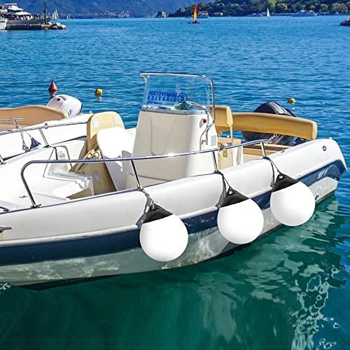 X-Haibei X-Haibei Pair of Boat Fenders Ball Round Anchor Buoy, Dock Bumper Ball Inflatable Vinyl Shield Protection Marine Mooring Buoys (White, A38(D14.9*H17.8 INCH))