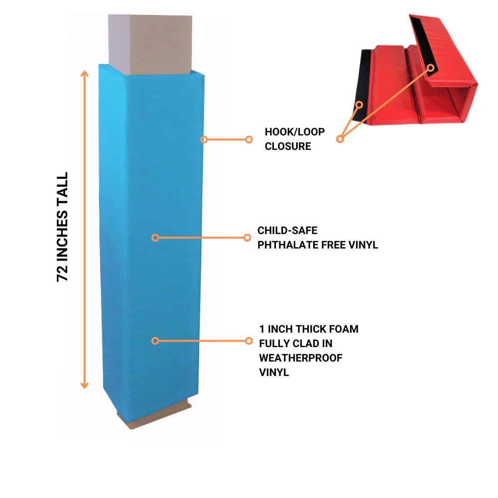 We Pad It We Pad It Safety Pole Pad, for Square Pole Only, 6 FT Tall, 1 Thick Foam, Weatherproof, UV-Resistant, Hook/Loop Closure