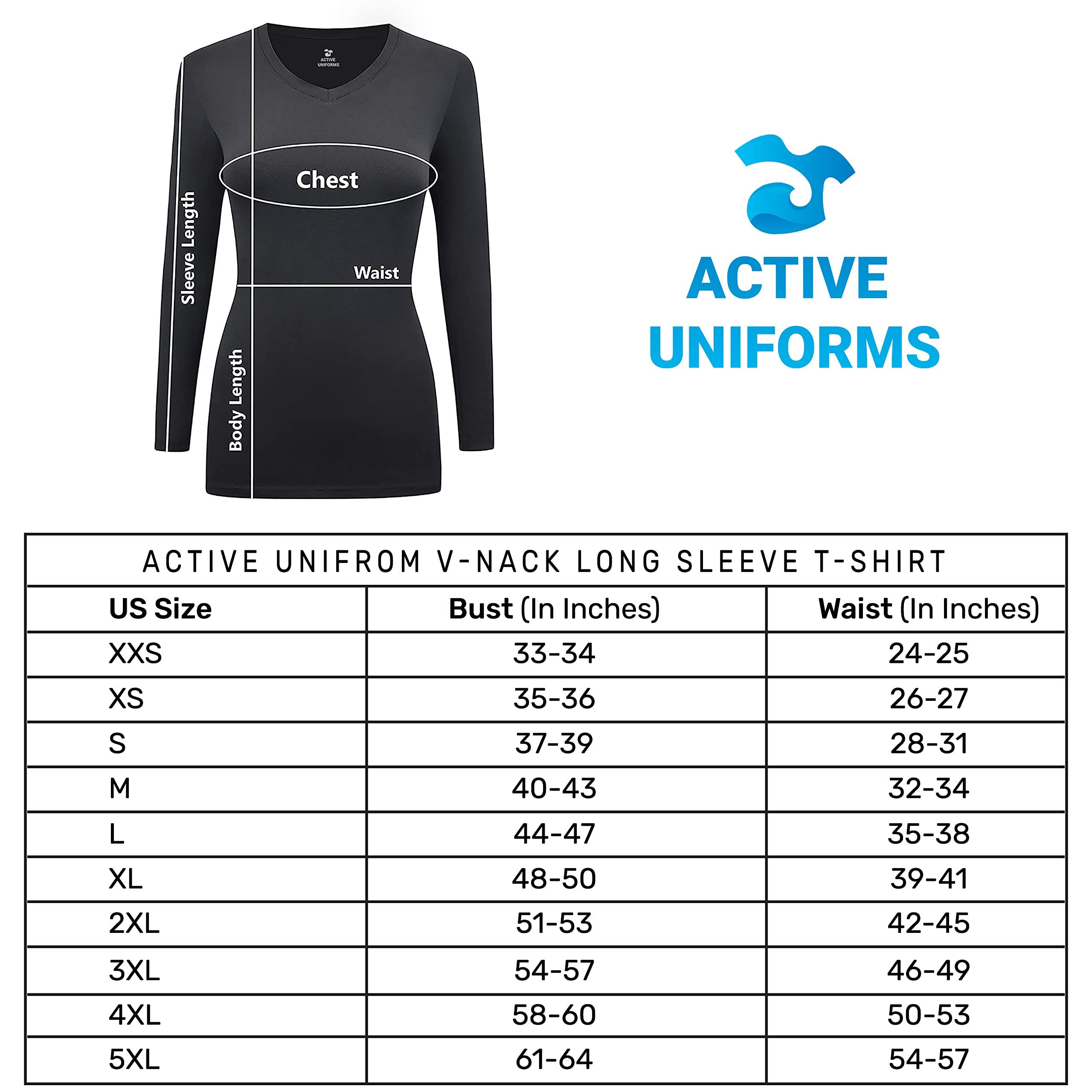 ACTIVE UNIFORMS Women's Under Scrubs Long Sleeve T-Shirt Comfort V-Neck Medical Underscrub Tee -Super Soft and Stretchy (Pink, Large)