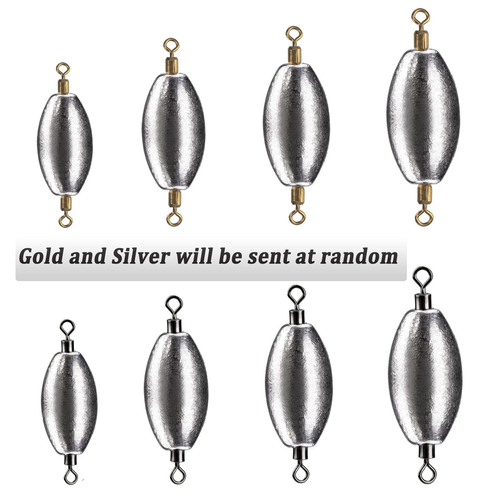 THKFISH THKFISH Fishing Weights Inline Weights Trolling Sinkers Swivel Weights Quick Set Up Lead Fishing Sinker with Inner Swivel Set 1/3oz 1/4oz 1/5oz 1/6oz 1/7oz 3/8oz 1/2oz 3/4oz 1oz 1.4oz