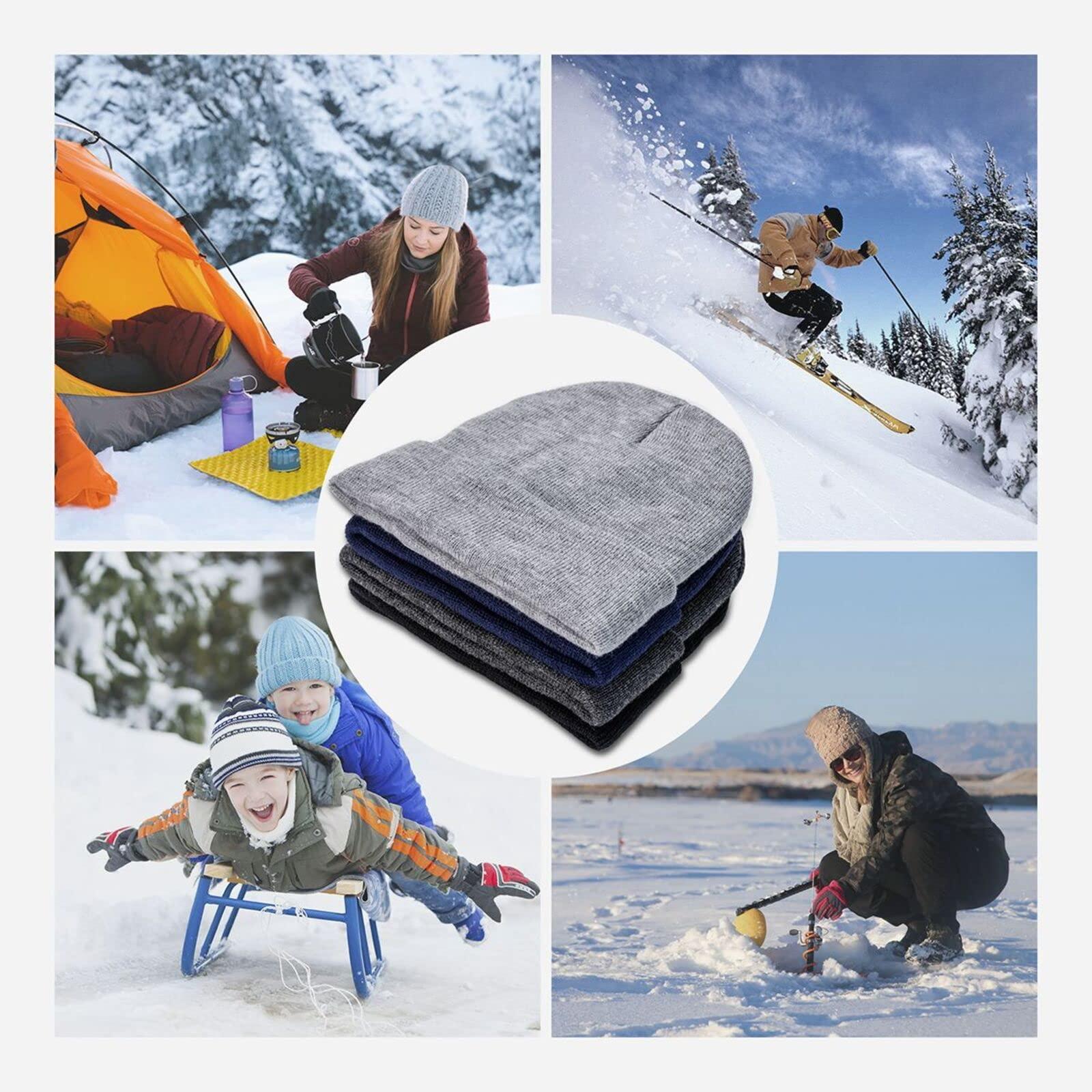 QIZYOQA Astronaut Riding A Bicycle On The Moon Beanie Hat for Men Women Winter Warm Knit Cuffed Skull Cap Black