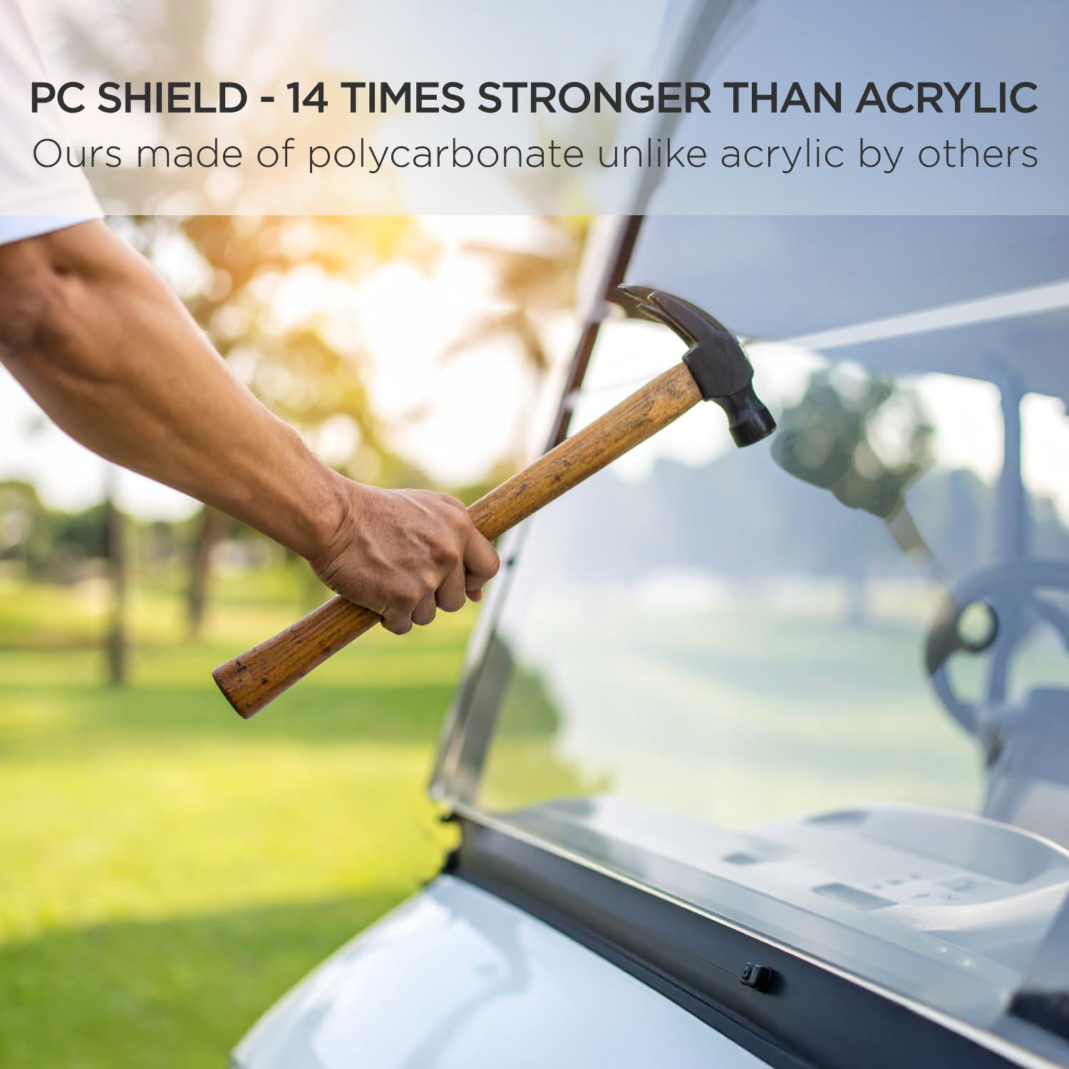 ZivPlay Ezgo Golf Cart Windshield Ezgo TXT Windshield Replacement for Front Fits 1995 to 2013 Ezgo TXT and Medalist Models Foldable Tinted UV Protection and Impact Resistant PC Shield