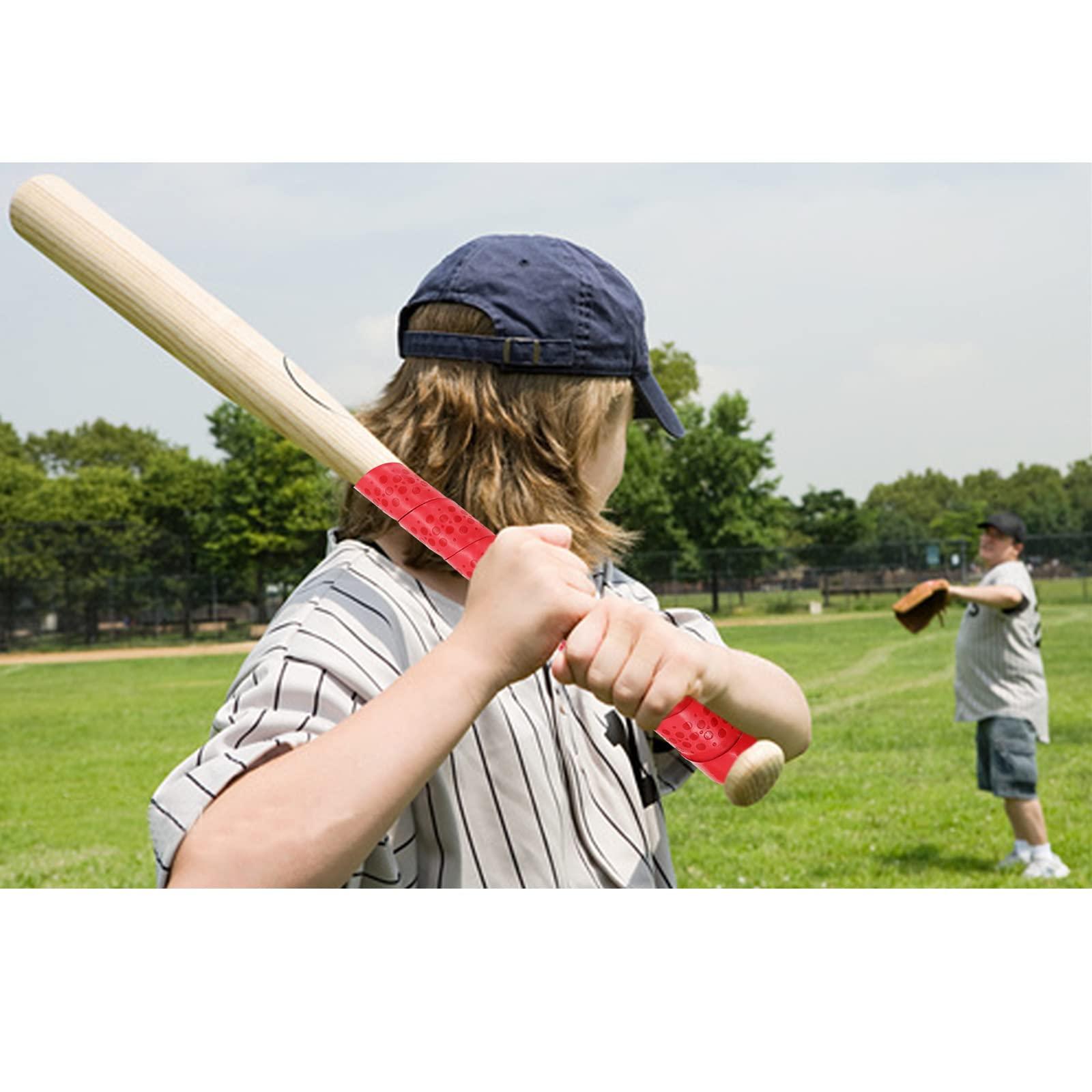 VEASAERS VEASAERS Bat Grip Tape Baseball Softball 2/4 Pack 40 inch 1.75mm Precut and Full Adhesive Back Pro Feel Soft Comfortable Tapes for Old Bats Handles (2 Pcs-Red Dot)