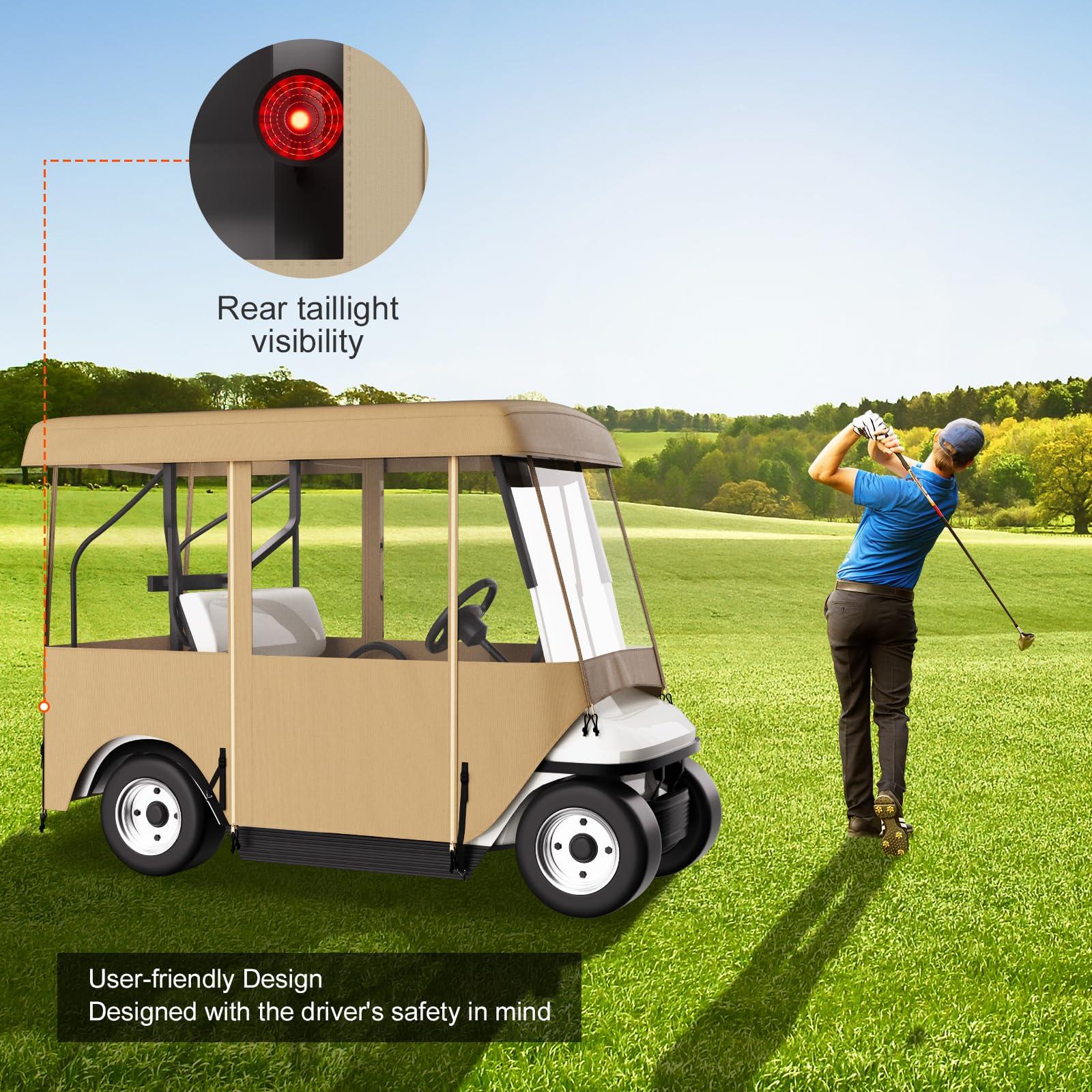 Happybuy Happybuy Golf Cart Enclosure, 4-Person Golf Cart Cover, 4-Sided Fairway Deluxe, 300D Waterproof Driving Enclosure with Transparent Windows, Fit for EZGO, Club Car, Yamaha Cart (Roof Up to 78.7''L)