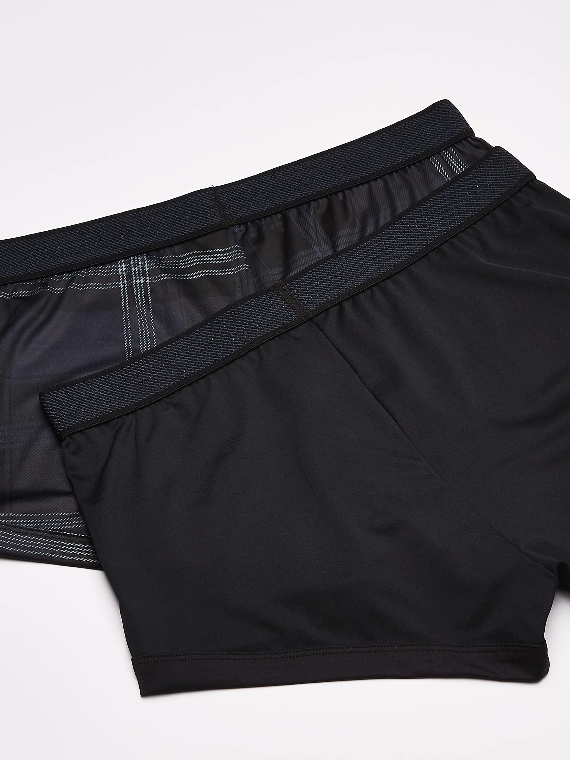 papi papi Men's Brazilian Cool Trunk Boxer Briefs Pack of 2 Comfort Fitting Underwear, Black/Grey, Small