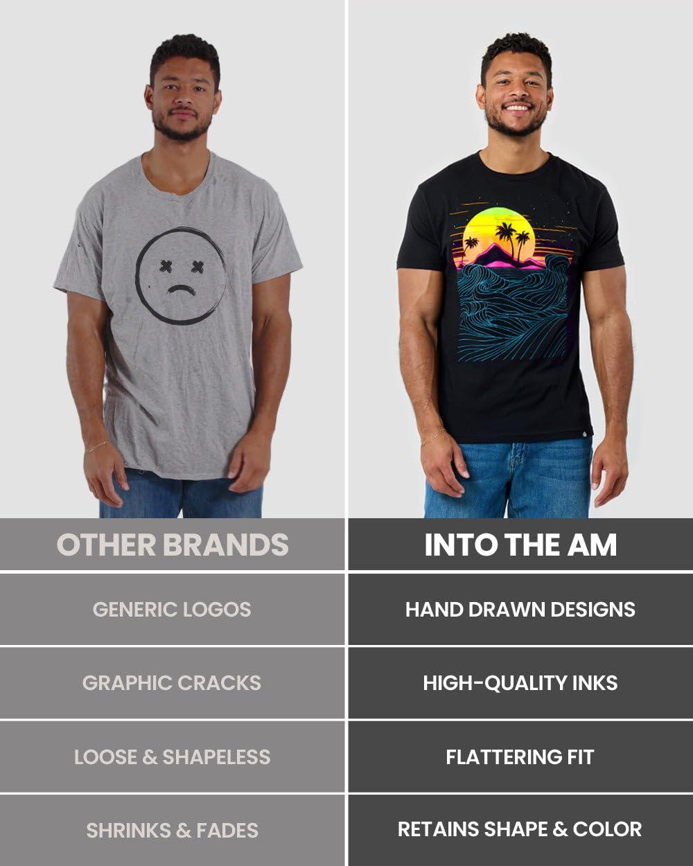 INTO THE AM INTO THE AM Cosmic Camp Graphic Tee for Men - Short Sleeve Design T-Shirts (Navy, Large)