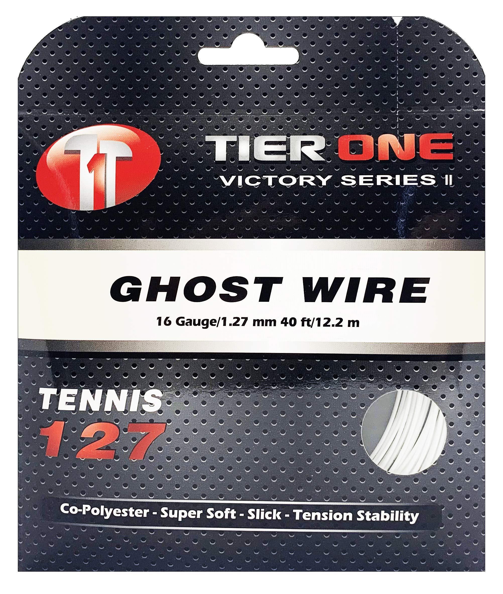 Tier One Sports Tier One Sports TRU PRO Ghost Wire - Tennis String Set (Poly): Super Soft and Arm Friendly (19g (1.10 mm), 12.2 m, White)