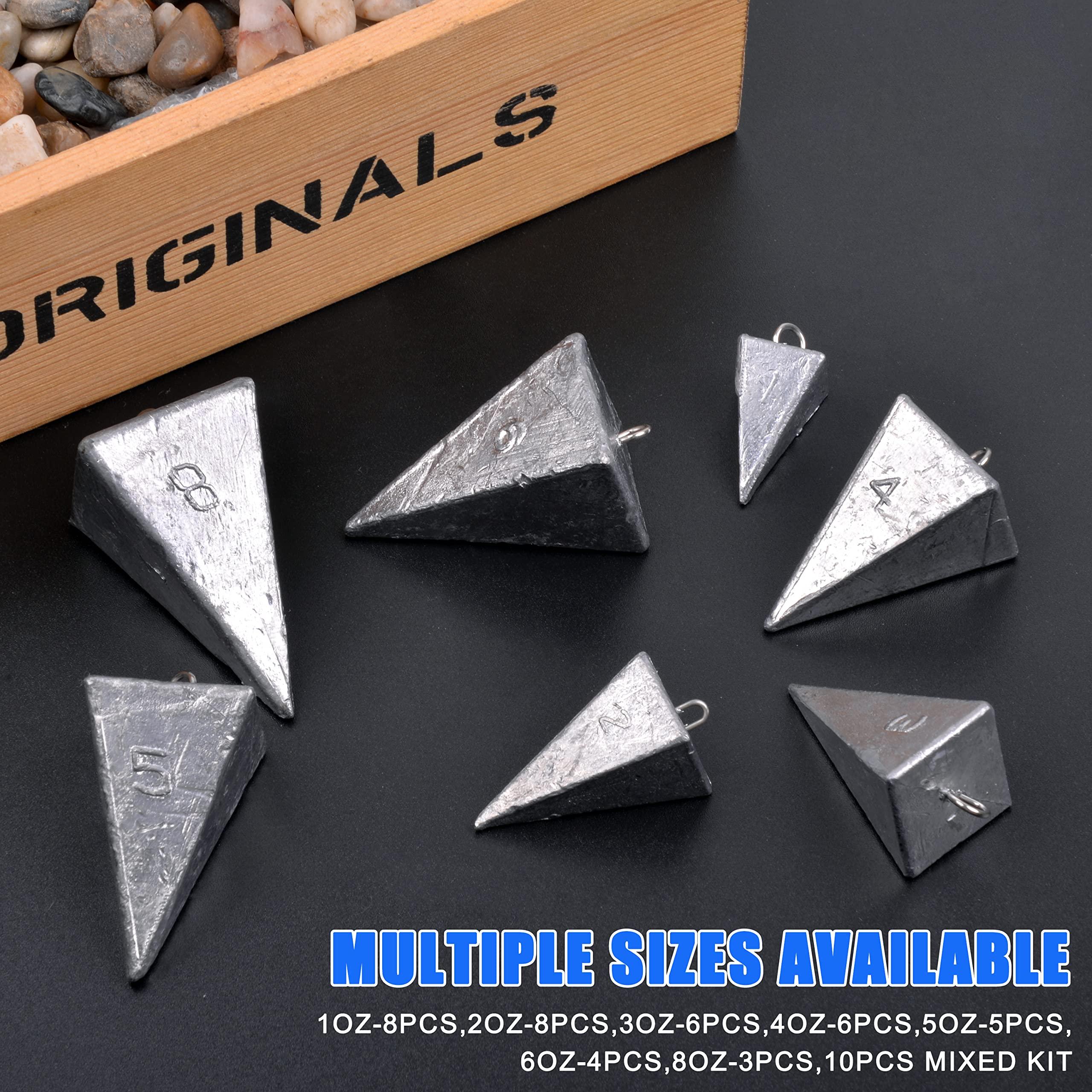 SILANON Pyramid Sinkers Fishing Weights Fishing Sinker Weights Pyramid Weights Surf Fishing Weights Saltwater Ocean Fishing Gear Tackle 1oz 2oz 3oz 4oz 5oz 6oz 8oz