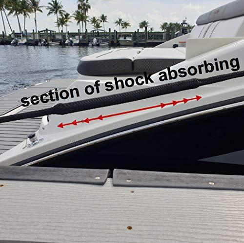 shockline shockline Dock Line with Integrated Shock Absorber, Double Braided, Polyester, Hand Spliced 12\" Eye, 5/8\" Inch x 35 Feet, Black