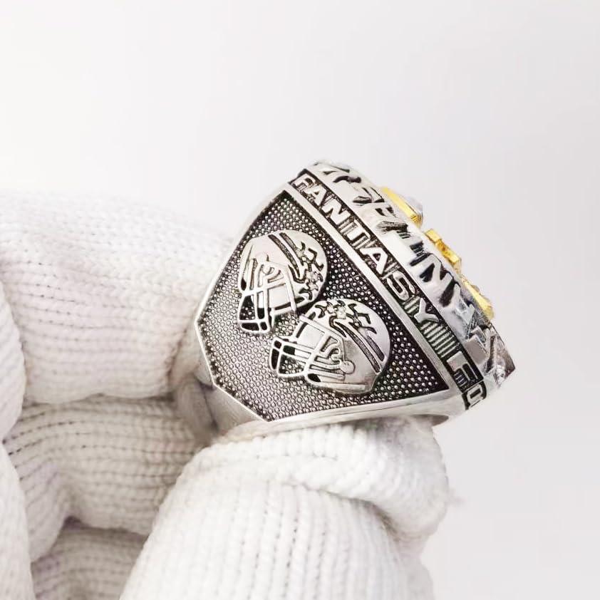 noblehead noblehead Fantasy Football Ring 2023 | Heavy FFL Champion Ring | Gold Silver Tone Plated Award Trophy for Fantasy Football League Winner (size 14)