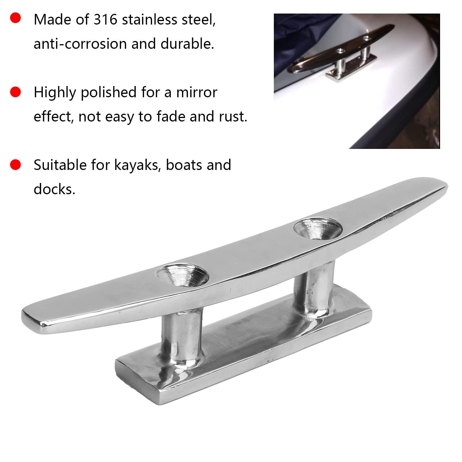 ChengyuWei ChengyuWei 6in Low Flat Dock Cleat 2 Hole Deck Rope Anchor Line Holder Tie Down, Made of 316 Stainless Steel, Highly to, Ideal for Marine Boats, Kayaks, and Docks,