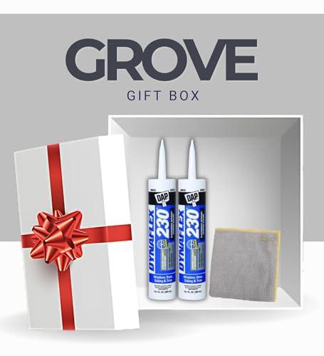 GROVE DAP Dynaflex 230 Sealant 10.1 oz Bundle with Microfiber Cloth - Waterproof - Elastomeric Caulk Sealant for Windows, Doors, and More - Indoor/Outdoor Use - White - (3 Items)
