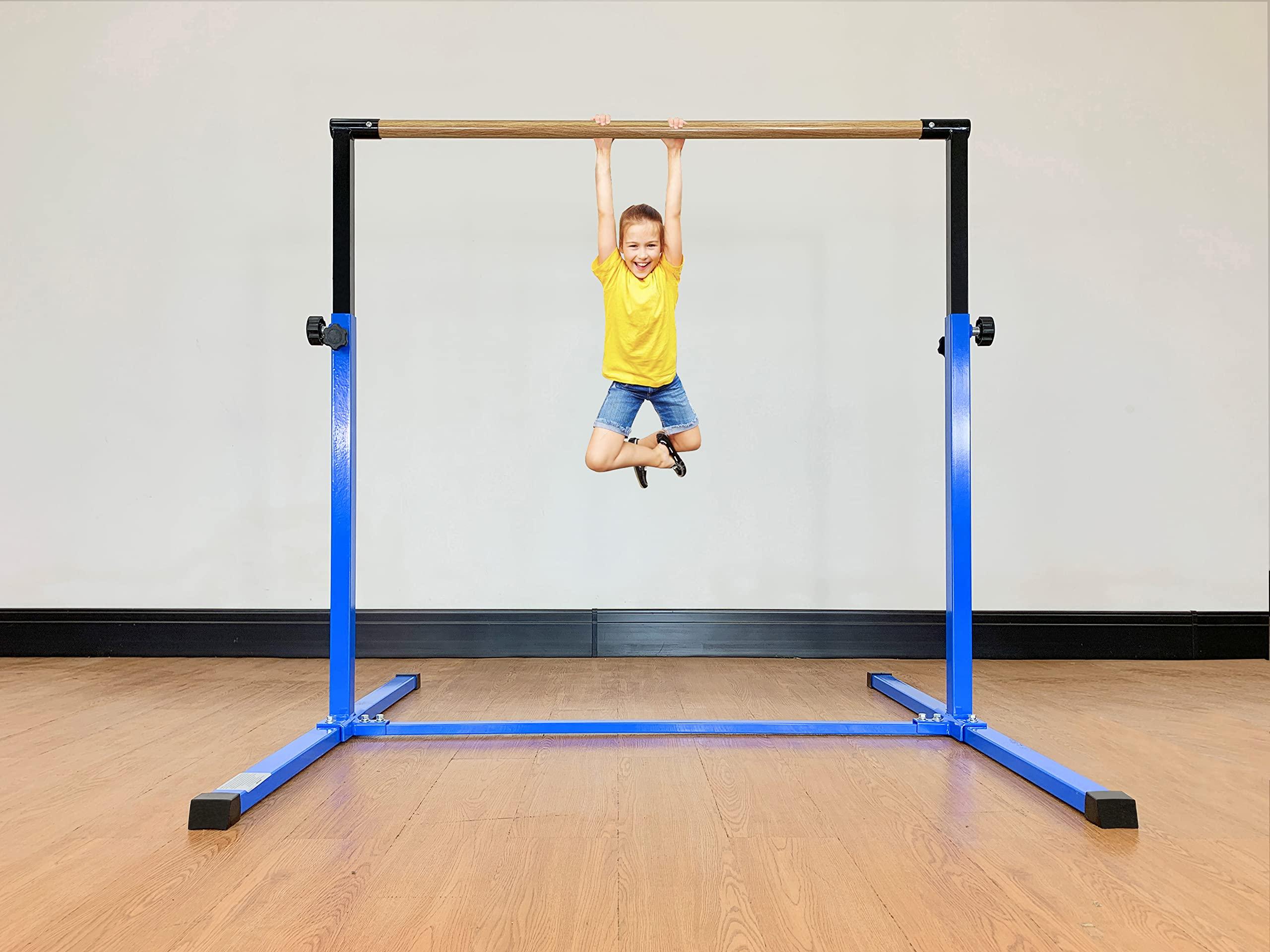 MARFULA MARFULA 4FT Gymnastic Bar Set Gymnastics Horizontal Bar Gymnastics Kip Bar Light Blue Bar for Kids Home Use