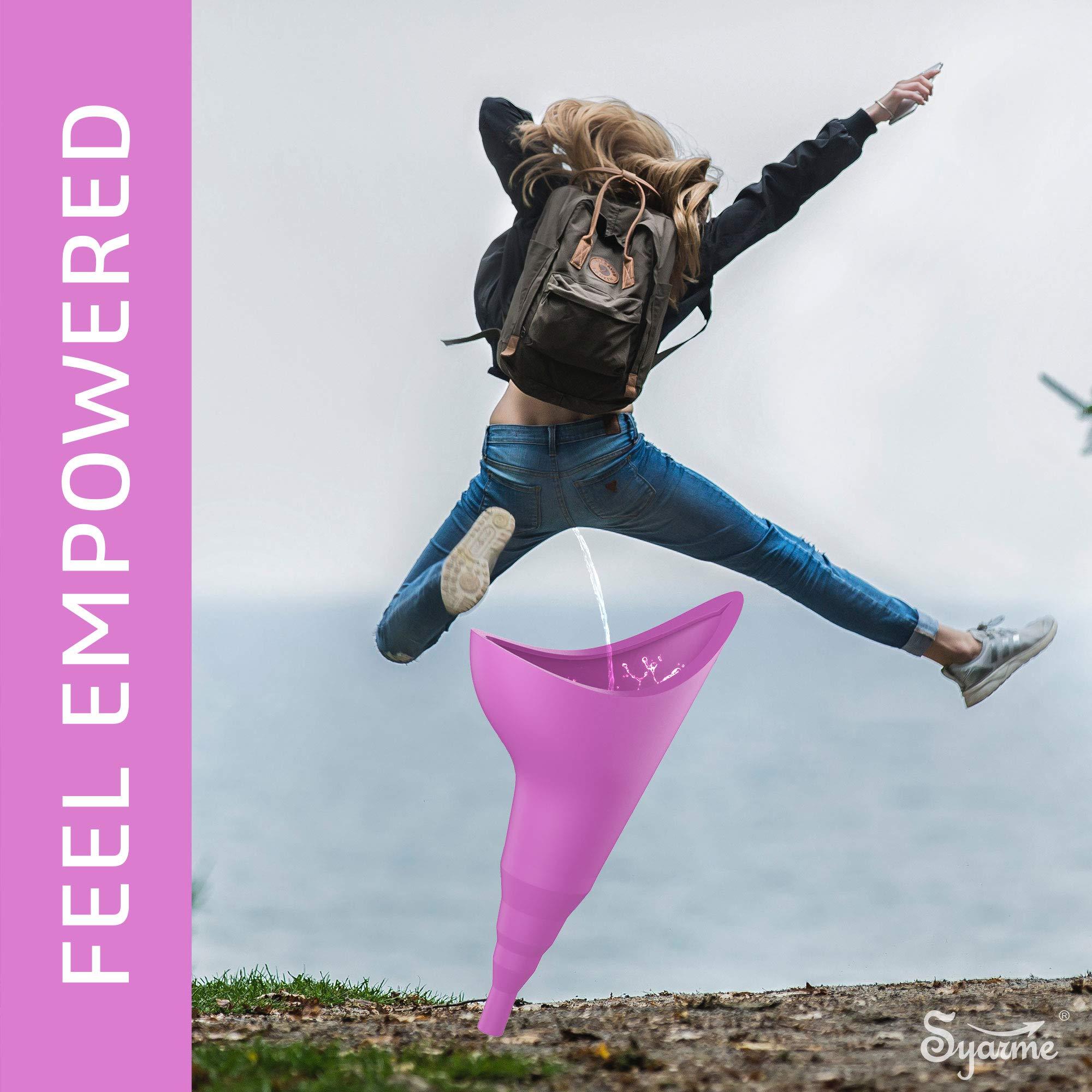 Syarme Female Urination Device,Portable Reusable Urinal Funnel with Extension Tube,Small Folding Storage,Suitable for Travel, Festivals, Camping,Traffic Jams,Etc,Includes Waterproof Bag,Waterproof Cup