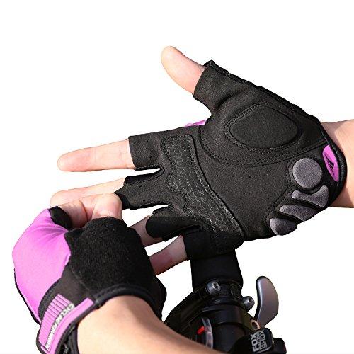 Santic Santic Classic Fingerless Cycling Gloves with Shock-Absorbing Foam Pad Breathable Half Finger Moutain Bike Bicycle Riding Gloves for Men and Women Pink XL