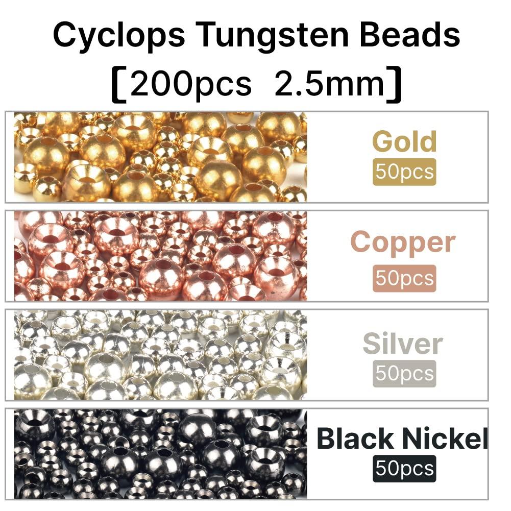 MUUNN MUUNN 200pcs/lot Fly Tying Tungsten Beads,Cyclops Tungsten Nymph Head Ball for Fly Tying Materials 2.5mm,Combination 4 Colors