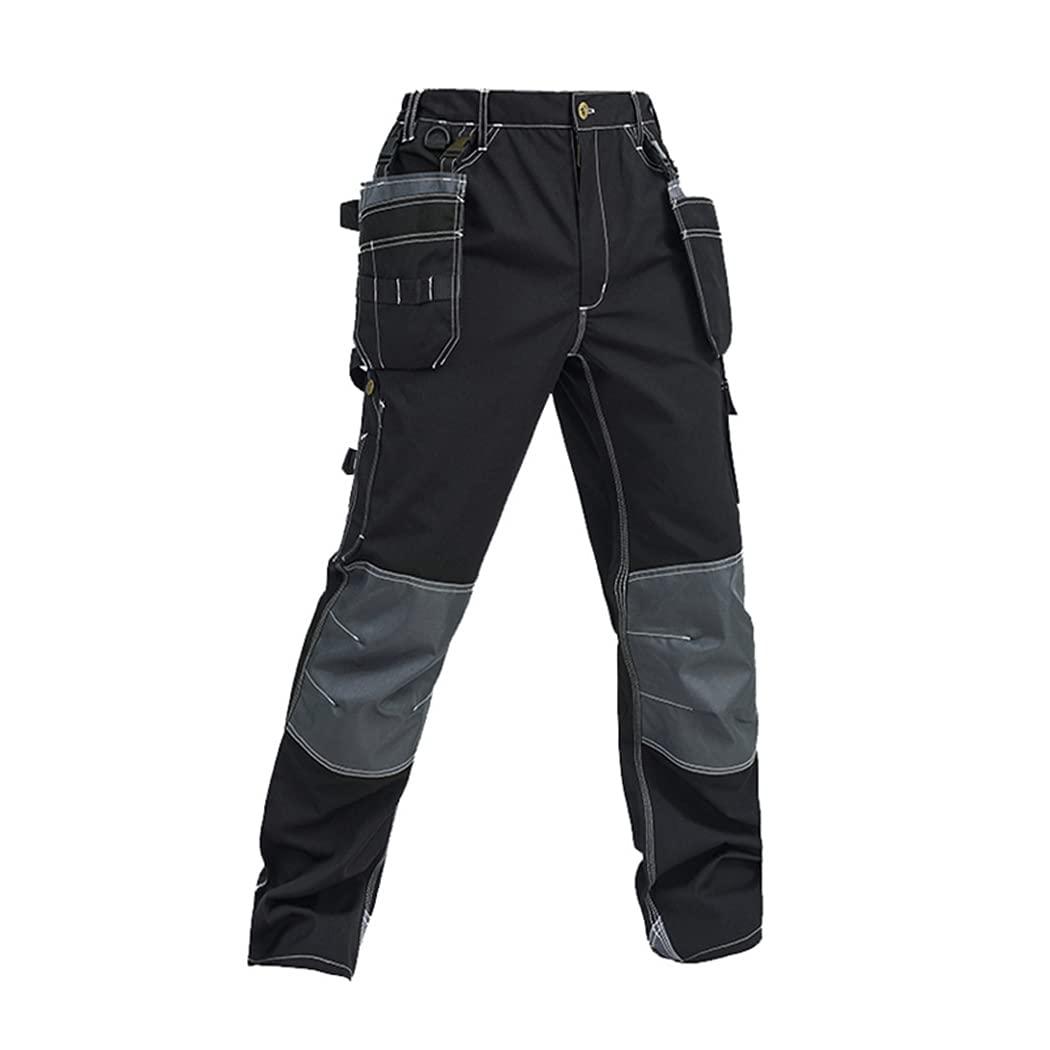 KEHAIOO KEHAIOO Men's Black Workwear Pants, Multi Pockets Working Uniforms, Stretch Military Tactical Pants 03 Black 3XL