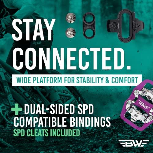 BW USA BW USA Rock Garden Flat Pedal - SPD Compatible Clipless MTB Bike Pedals - Purple