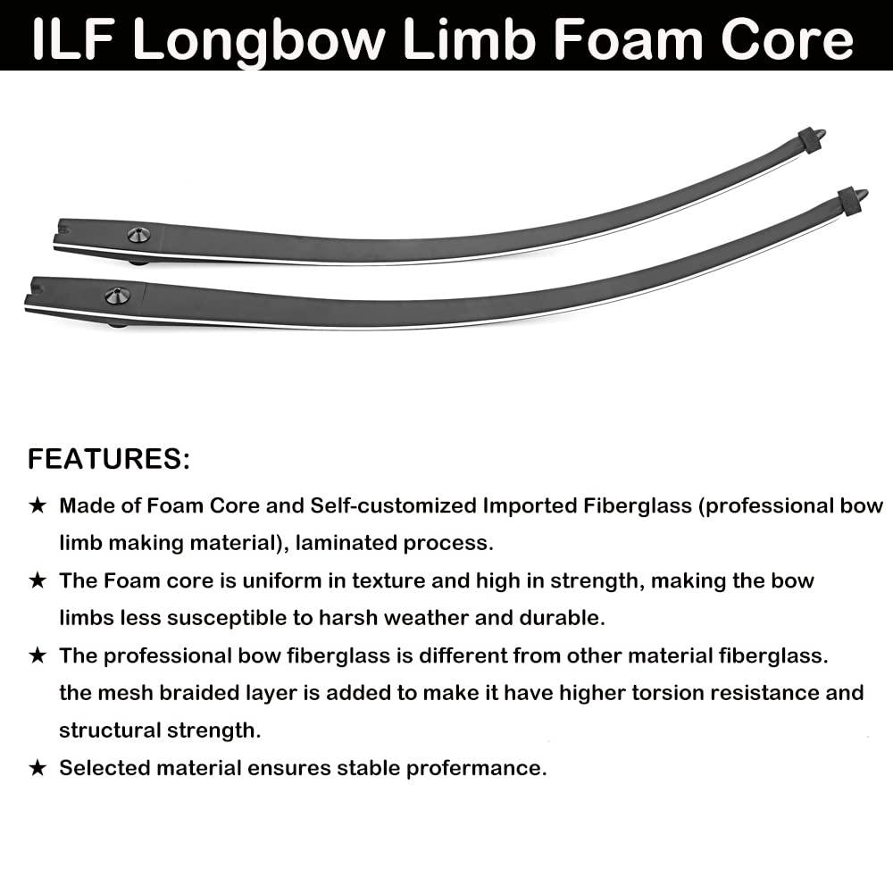 ZSHJGJR ZSHJGJR Foam Core ILF Longbow Limbs 64inch ILF Limbs 20-50lbs Compatible for 19\" Bow Riser for Archery ILF Takedown Longbow Limbs Replacement Right Hand (25lbs)