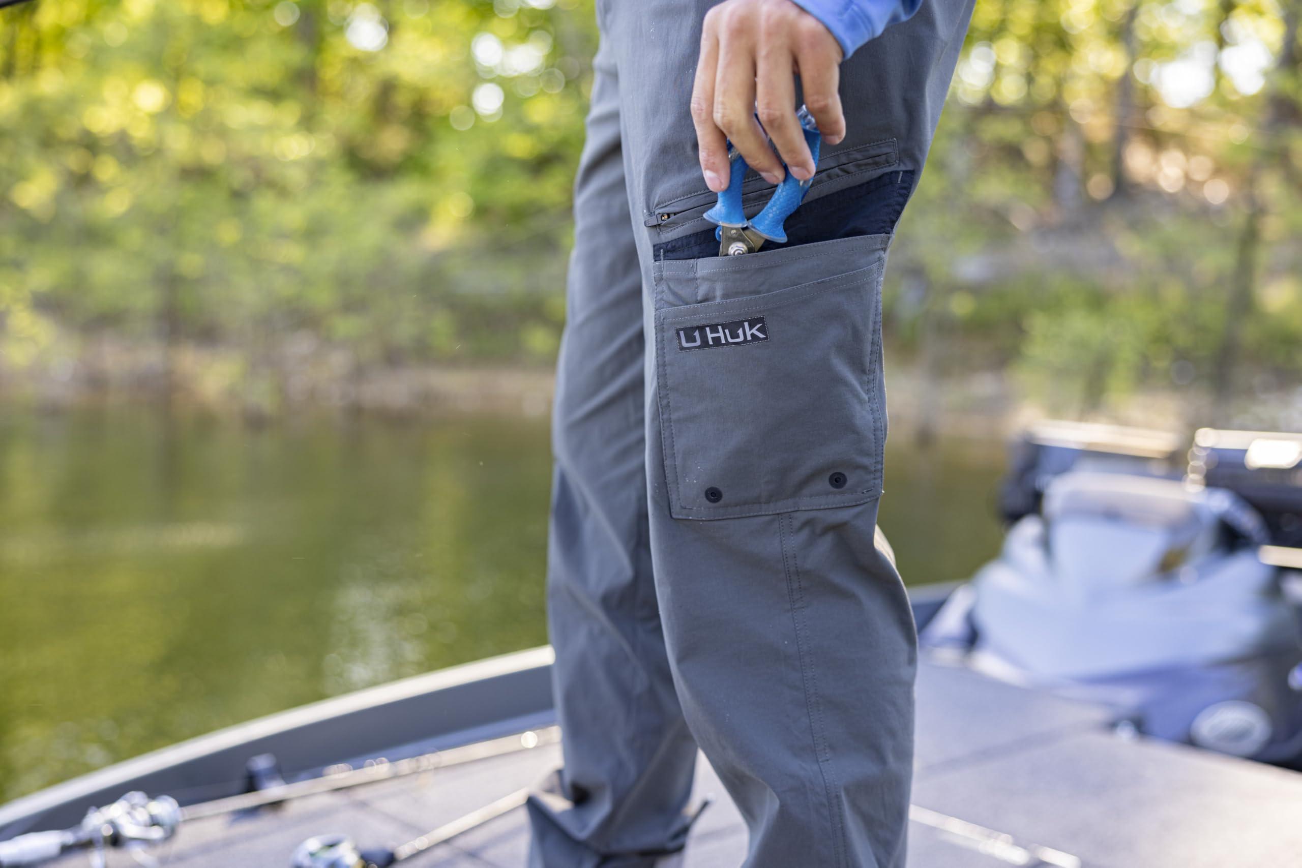 HUK HUK Men's Standard Icon Pro, Performance Fishing Cargo Pocket Pants, Volcanic Ash, 36