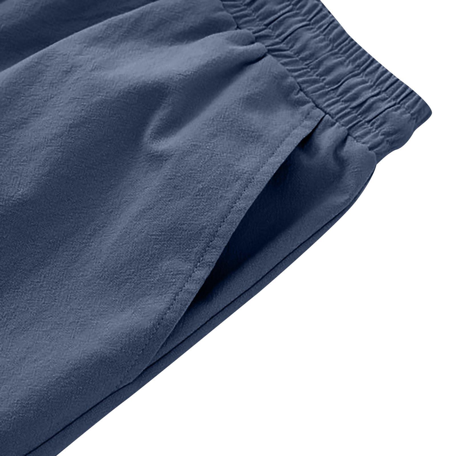 NineFit Basics NineFit Basics Mens Casual Shorts 9"" Inseam Elastic Waist Drawstring Shorts Summer Regular Fit Beach Vacation Sweatshorts with Pockets Blue, X-Large