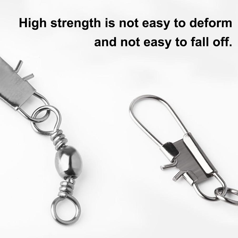 SagaSave SagaSave 100 Pack Fishing Snap Swivels Metal Fishing Snap Clips 360 Flexible Fishing Tackle Swivels Fishing Gear Equipment for Saltwater Freshwater(2#)