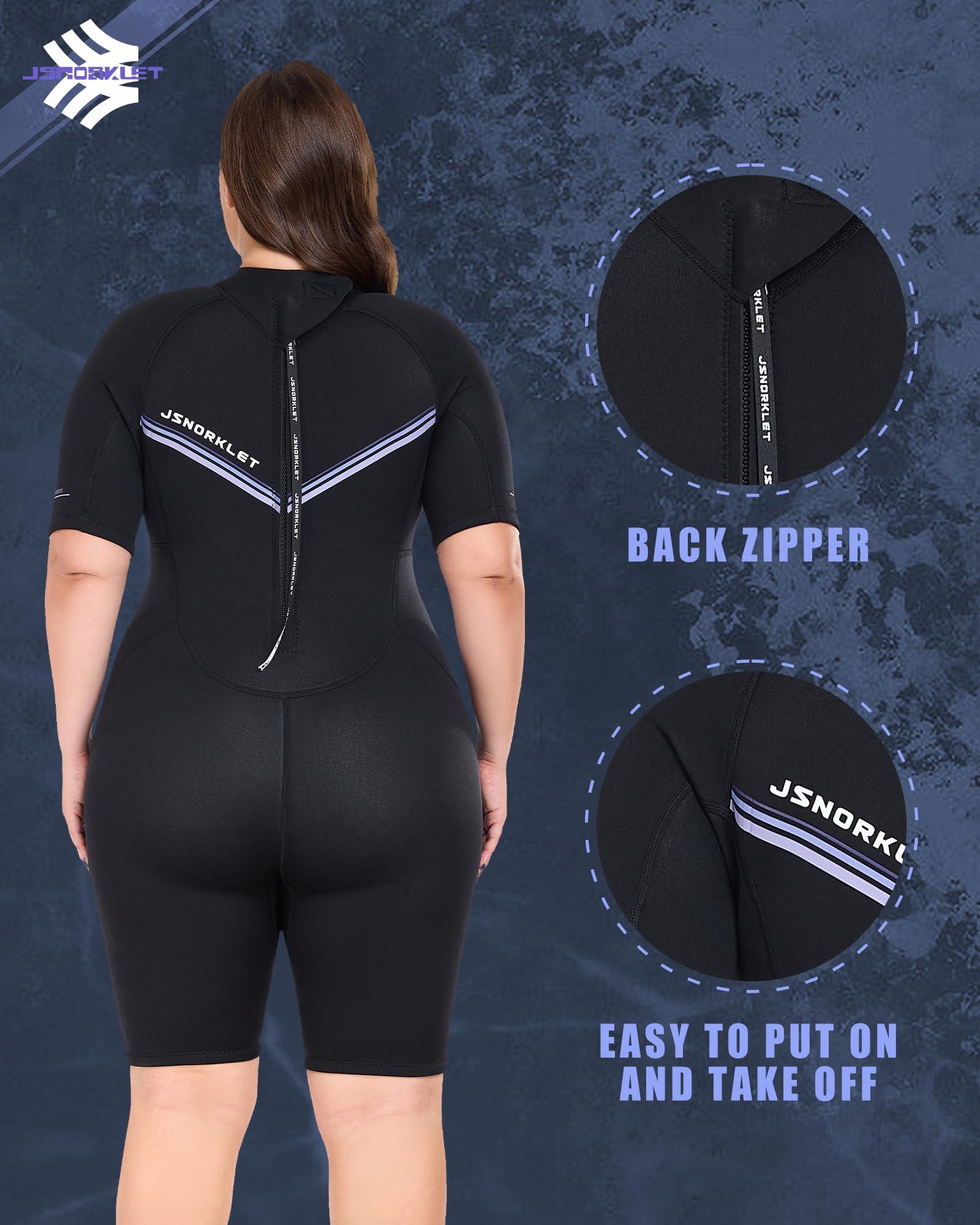 JSNORKLET JSNORKLET Plus Size Wetsuit for Women, 3mm Back Zipper Neoprene Diving Suits for Diving Snorkeling Surfing Swimming