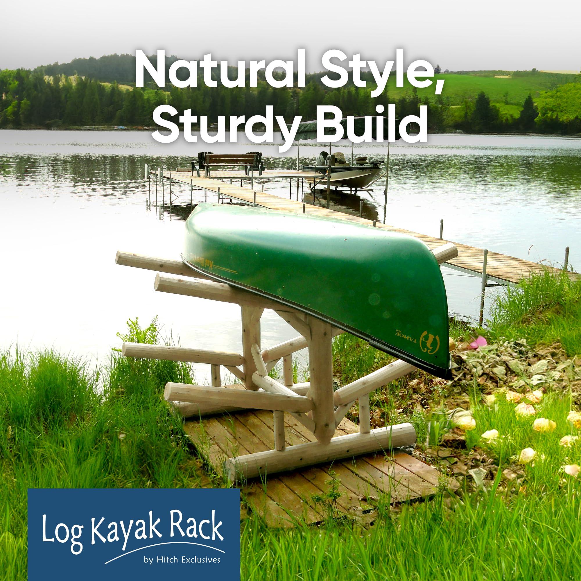 Log Kayak Rack Log Kayak Rack - 4-Place Kayak/Canoe Rack, Freestanding Kayak Storage Rack, Kayak Racks for Outdoor Storage, SUP or Canoe Storage Rack - Unfinished