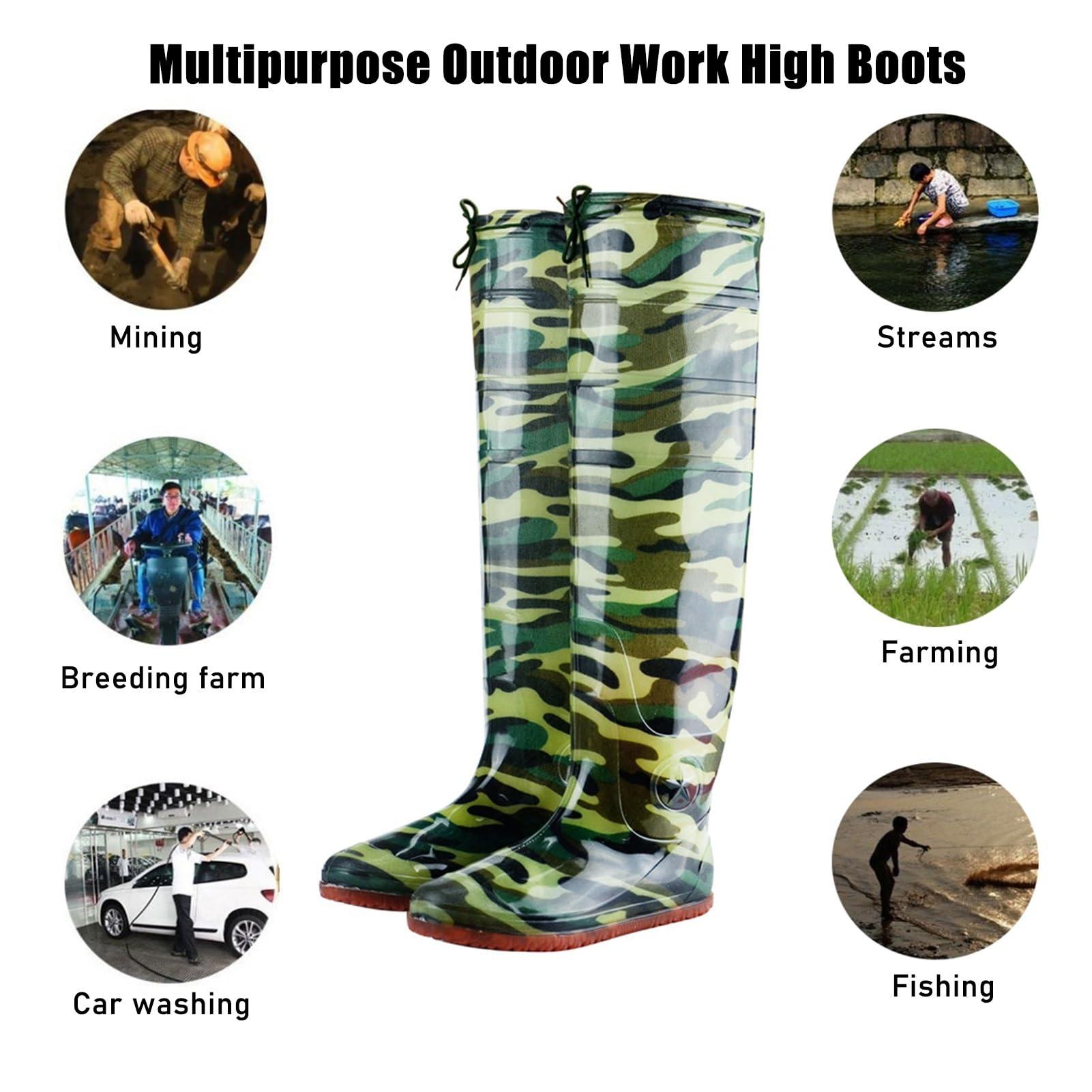 JCWGLY JCWGLY Camo Hip Waders Boots for Men Women Hip Boots Lightweight Waterproof Anti-Slip Rain Boots for Fishing Hunting(5)