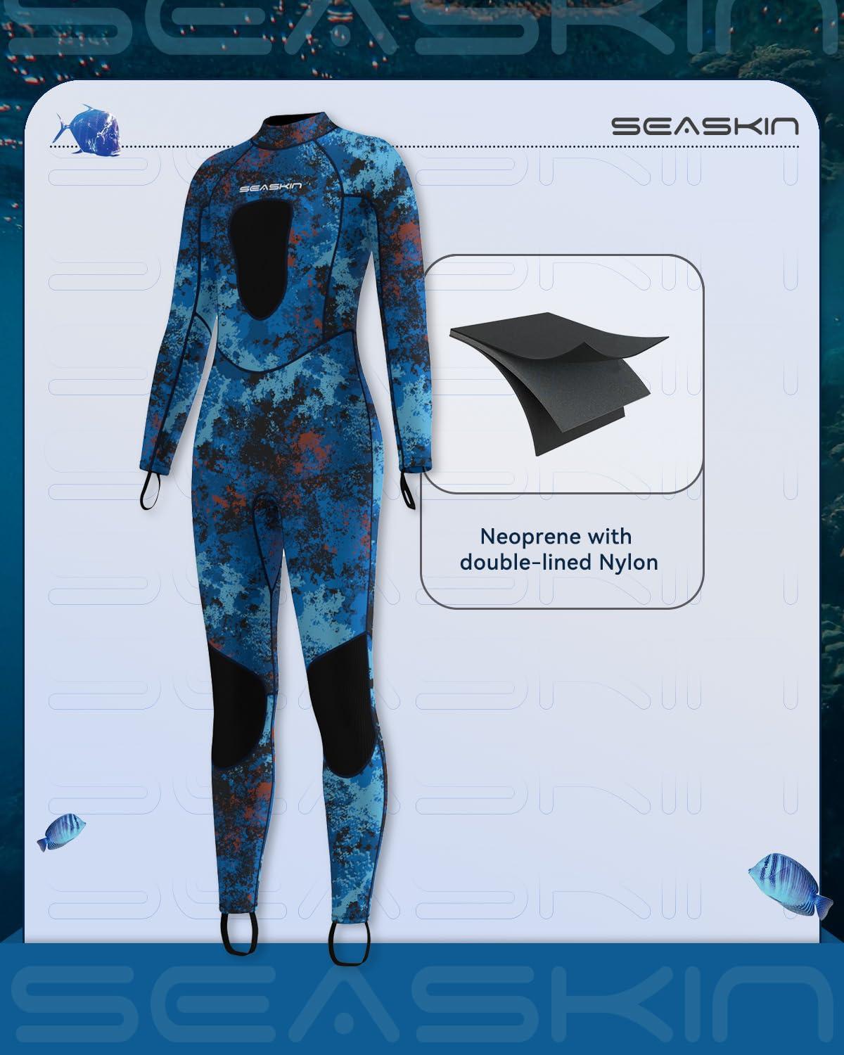 Seaskin Seaskin Spearfishing Wetsuit for Womens, 1.5mm 3mm Neoprene Full Body Diving Suits