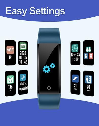 GRV GRV Fitness Tracker Non Bluetooth Fitness Watch No App No Phone Required Waterproof Pedometer Watch with Steps Calories Counter Sleep Tracker for Men Women Parents (Blue)