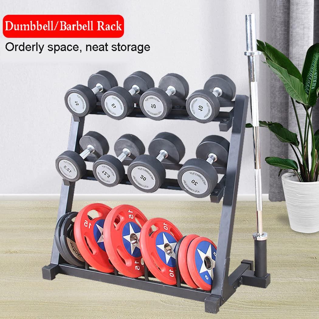 LANGWEI Home Gym Storage Rack, Multifunctional Adjustable Dumbbell Rack, Weight Rack for Dumbbells Kettlebells Weight Bar and Plates Fitness Equipment(Dumbbell Stand Only)
