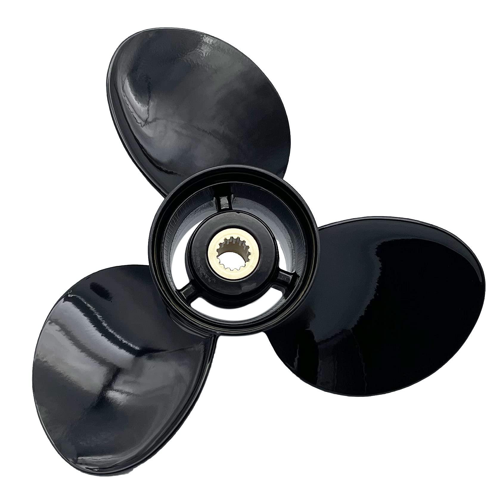 RASON-REX OEM Grade Aluminum Outboard 3 Blades Propeller 15 1/4x15P Compatible For BRP,JOHNSON,EVINRUDE,OMC STERN DRIVE Engines E-TEC 150-300HP&90-130HP,25" Shaft,2 Strokes 15 Spline Tooth,RH