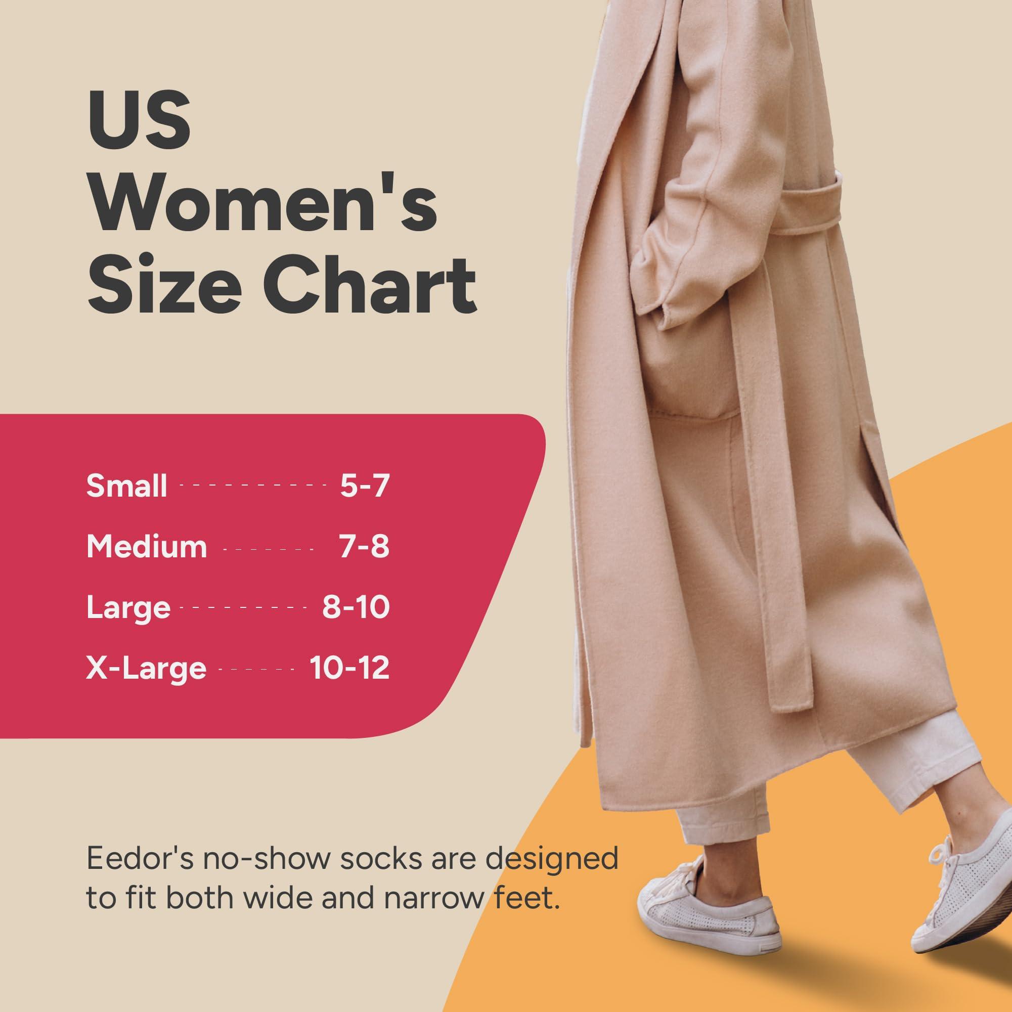 Eedor Eedor Women's No Show Socks, Comfy and Breathable Non-Slip, Low Cut Invisible Liner Socks for Casual and Formal Wear, Durable, Soft, Stretchable Fabric - 3 Pairs, Large, Size 8-10 - White