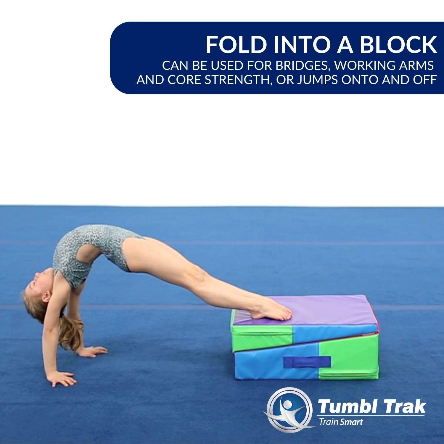 Tumbl Trak Tumbl Trak Folding Mini Ramp, Primary Rainbow, 4 ft x 18 in x 8 in