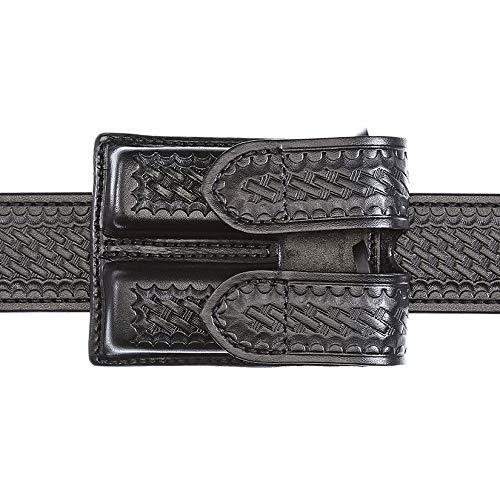 Aker Leather Aker Leather Products Double Magazine Pouch Aker Leather 510 Double Magazine Pouch, Basketweave, 9mm, Hidden Snap, Black