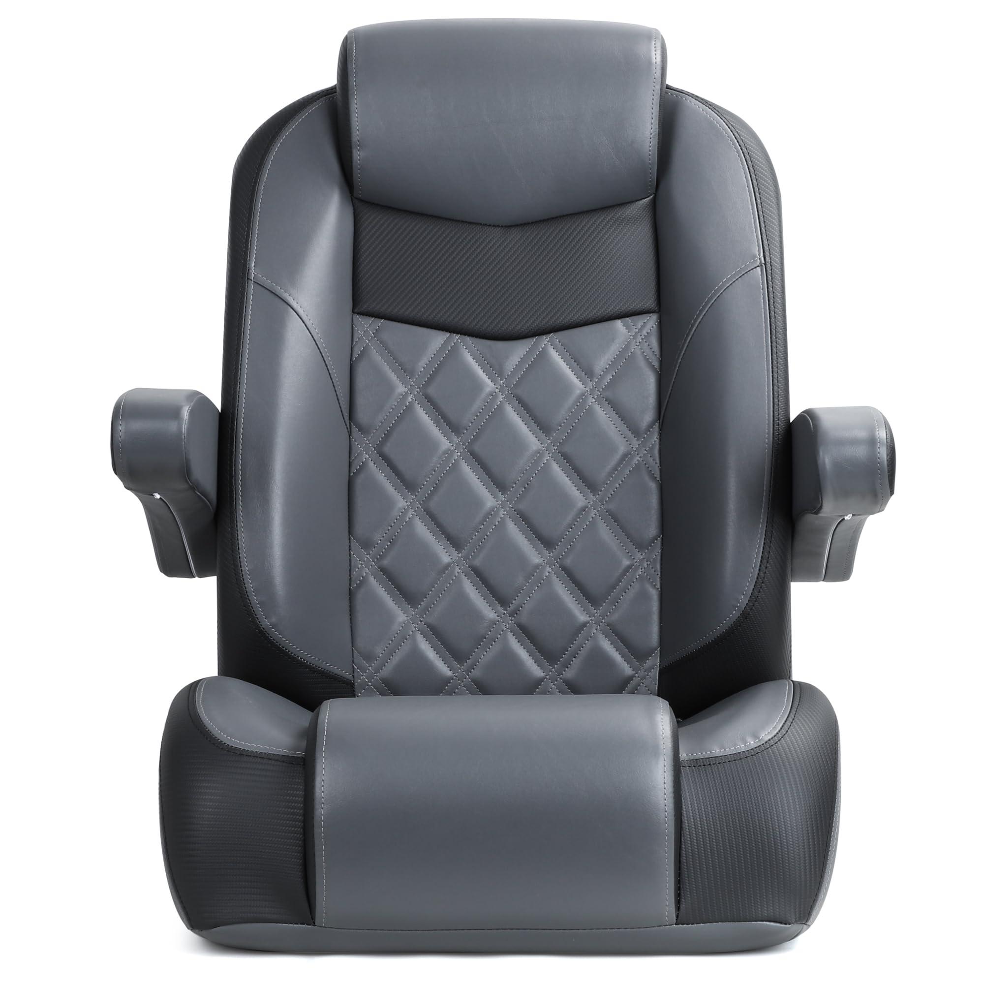 SUNDGORA SUNDGORA Premium Reclining Pontoon High Back Captain\'s Chair Boat Bucket Seat with Removable Armrest,Charcoal/Black