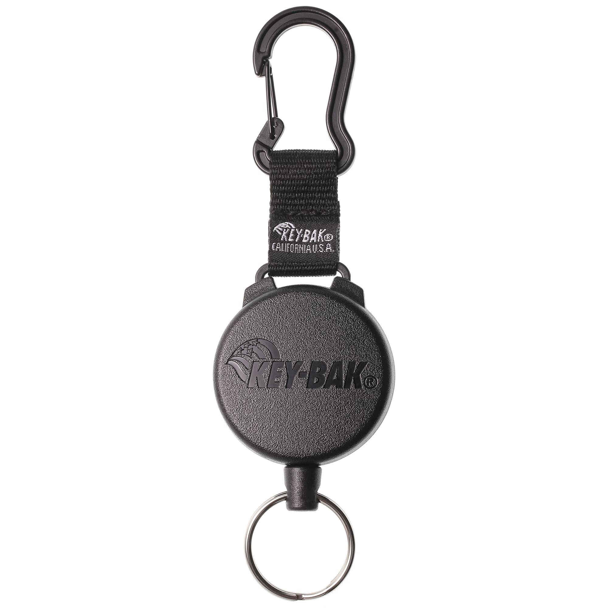 KEY-BAK KEY-BAK SECURIT HD Retractable Keychain, 24" Stainless Steel Chain, 8 oz. Retraction, Durable Polycarbonate Case, Zinc Alloy Carabiner, Split Ring, Black