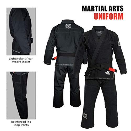 FUJI FUJI Suparaito BJJ GI and Martial Arts Uniform - Brazilian Jiu Jitsu Gi With Pearl Weave Jacket, Black, Size A1