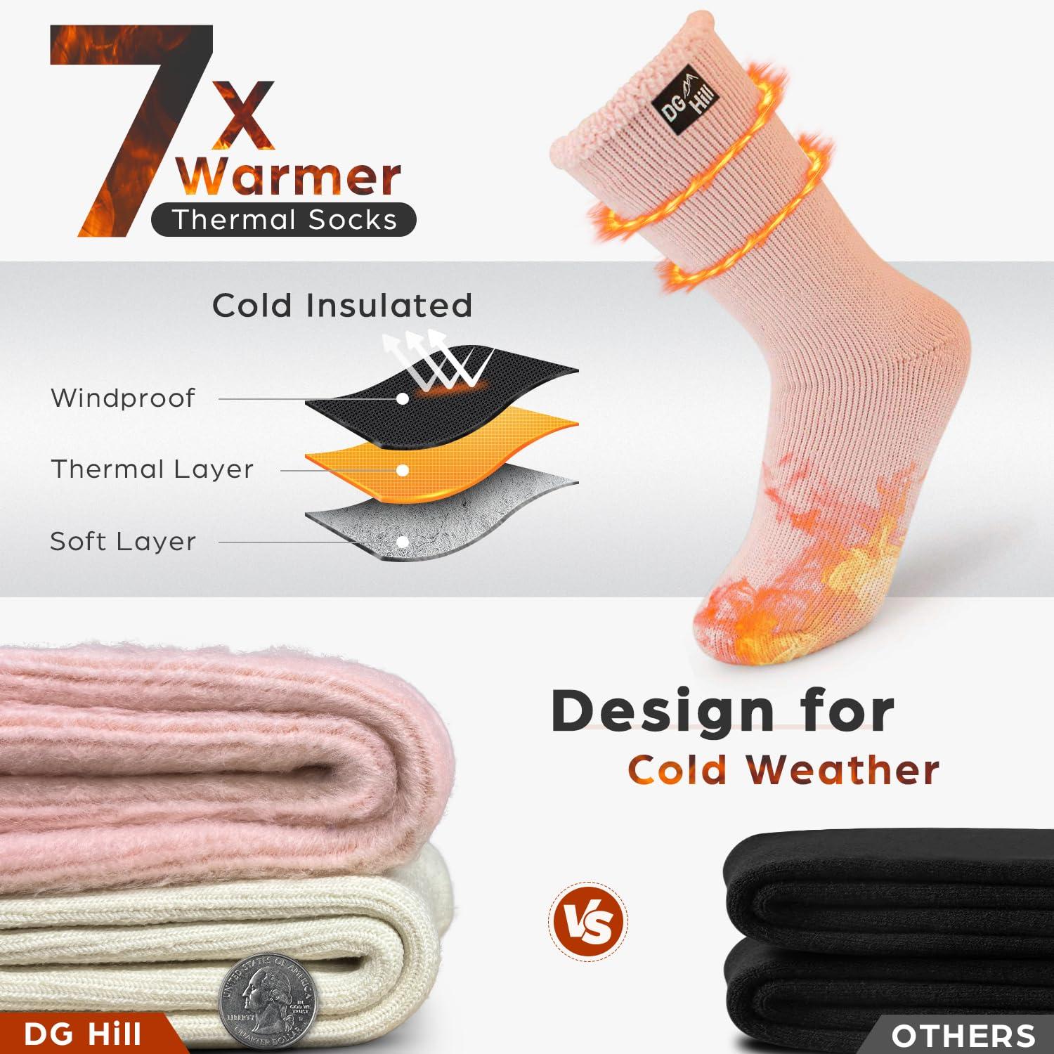 DG Hill DG Hill Thermal Socks Men - Winter Sock for Cold Weather Warm Socks - Snow Socks Thick Long Thermal Sock for Hunting