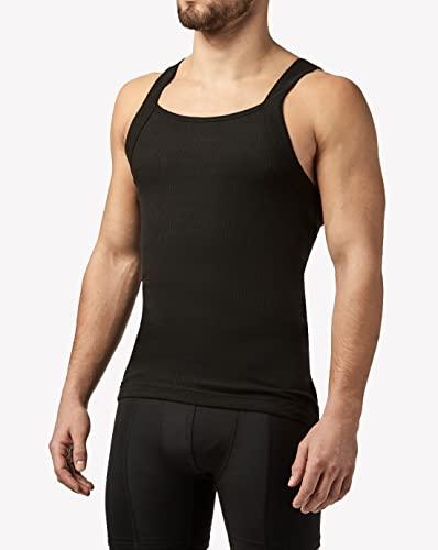 papi Papi Men\'s 3-Pack Cotton Square Neck Tank Top, Black, X-Large