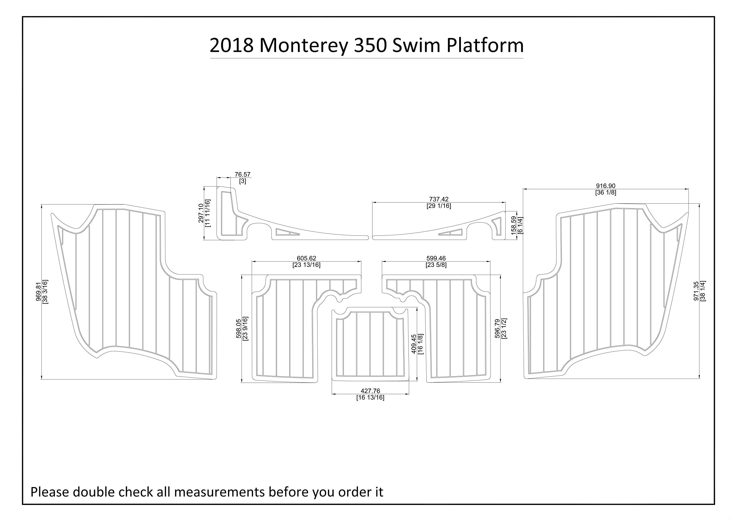 NineFit Basics Boat EVA Faux Teak Decking Floor Compatible with 2018 Monterey 350 Swim Platform